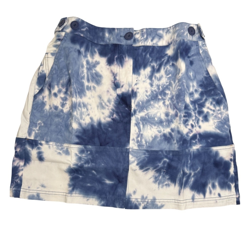 WILDFANG Women's The Essential‎ Work Skirt Blue White Tie Dye Casual Sz Lg NEW
